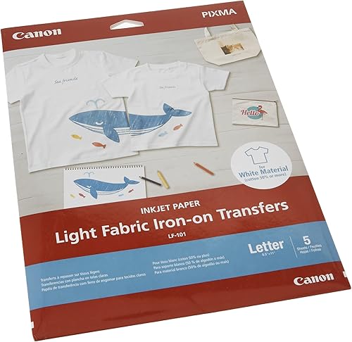 Canon Papel de transferencia termoadhesivo de tela de inyección de tinta  para telas ligeras y camisetas  Impresión desde un compatible con