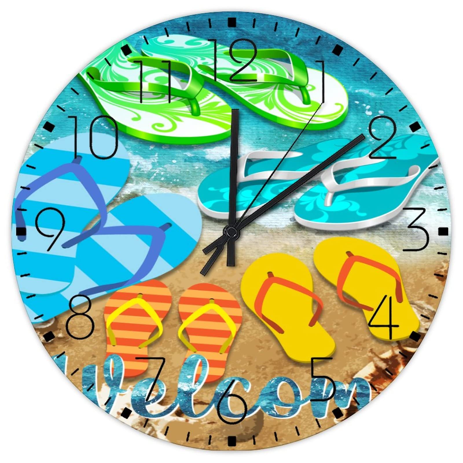 Horloge murale en bois 38cm silencieuse sans tic-tac pour salon rustique