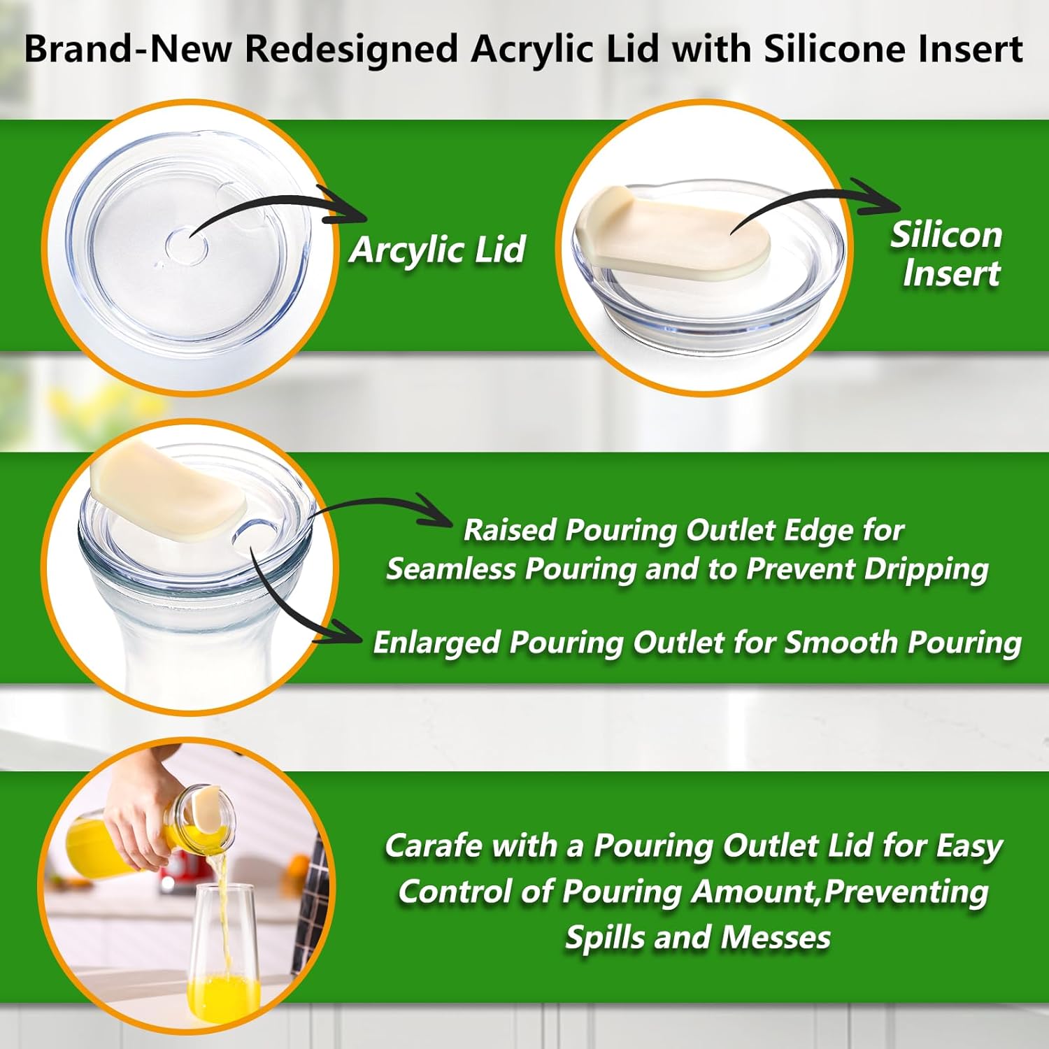 Set of 4 Glass Carafes with Flip Top Lids (1 Liter) – Clear Glass Water Pitchers and Beverage Serveware for Mimosa Bars, Brunch, Parties, Wine, Juice, Milk, Iced Tea, and Lemonade with Easy-Pour Spout - Image 2