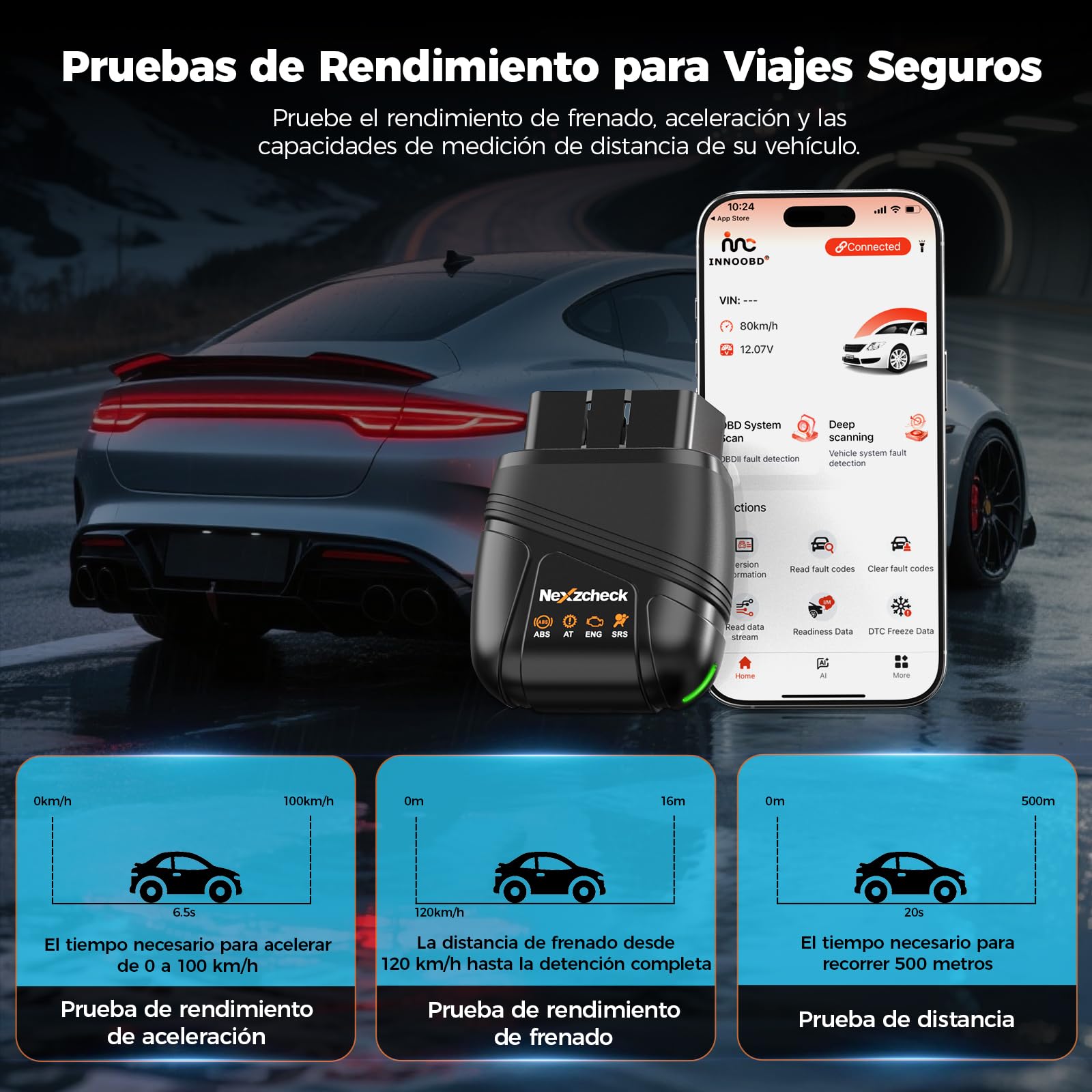 OBD2 Bluetooth Diagnosis Coche Multimarca: Escáner OBDII Diagnosis Bluetooth para Motor/AT/ABS/Airbag - Compatible iOS Android - Análisis Completo del Sistema y Actualizaciones Gratuitas de por Vida