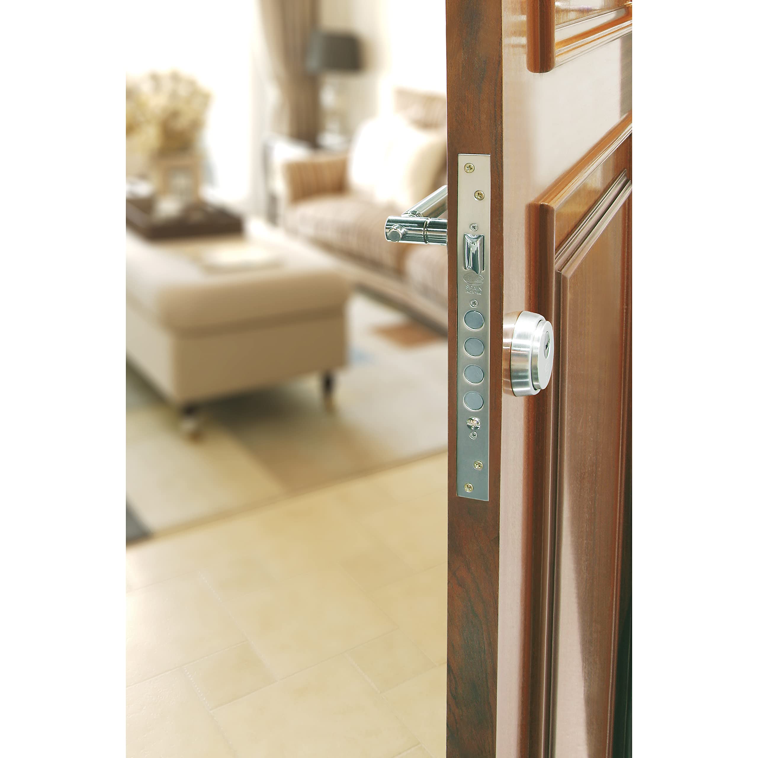 Amig - Serratura a incasso Mod. 100 base per porte in legno di ingresso | con maniglia reversibile | Per maniglie di quadrato 8 mm | in acciaio con finitura cromata opaca
