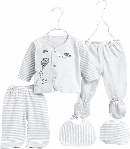 Fancy Walas New Born Baby Winter Wear Keep Warm Keep Warm Cartoon Printed Baby Clothes 5Pcs Sets Cotton Boys Girls Unisex ...