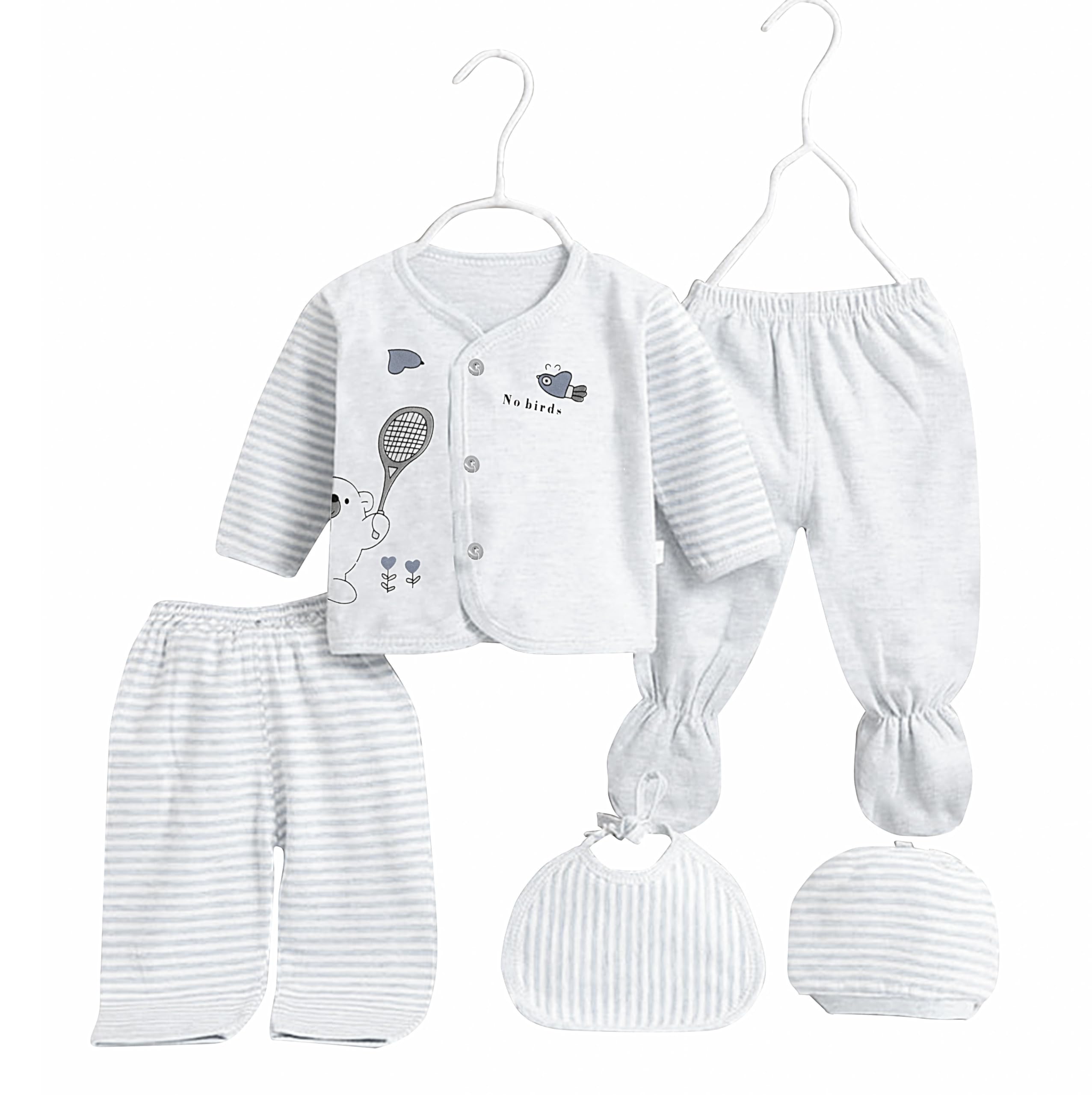 fancy walas New Born Baby Winter Wear Keep Warm Keep Warm Cartoon Printed Baby Clothes 5Pcs Sets Cotton Boys Girls Unisex Baby Fleece/Falalen or Flannel Suit Infant Clothes First Gift-picture-54