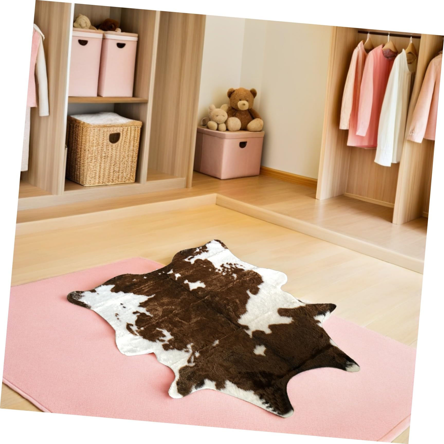 POPETPOP Tappeto Soffice Effetto Mucca in Materiale Confortevole, Lavabile e Riutilizzabile, Dimensioni 110X84 CM, Adatto per Soggiorno e Decorazione Casa