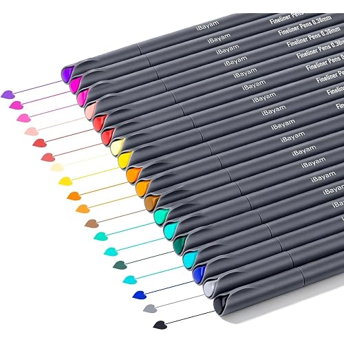 iBayam Journal Colored Pens 18 Pack Fine Point Pen 0.38mm for School Office