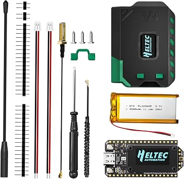 Meshtastic WiFi LoRa 32 V4 ESP32 S3 SX1262 Development Board Kit with Battery Case and 0.96inch OLED Display for IoT Arduino Wireless Communication Case+Antenna+3000mAh Battery