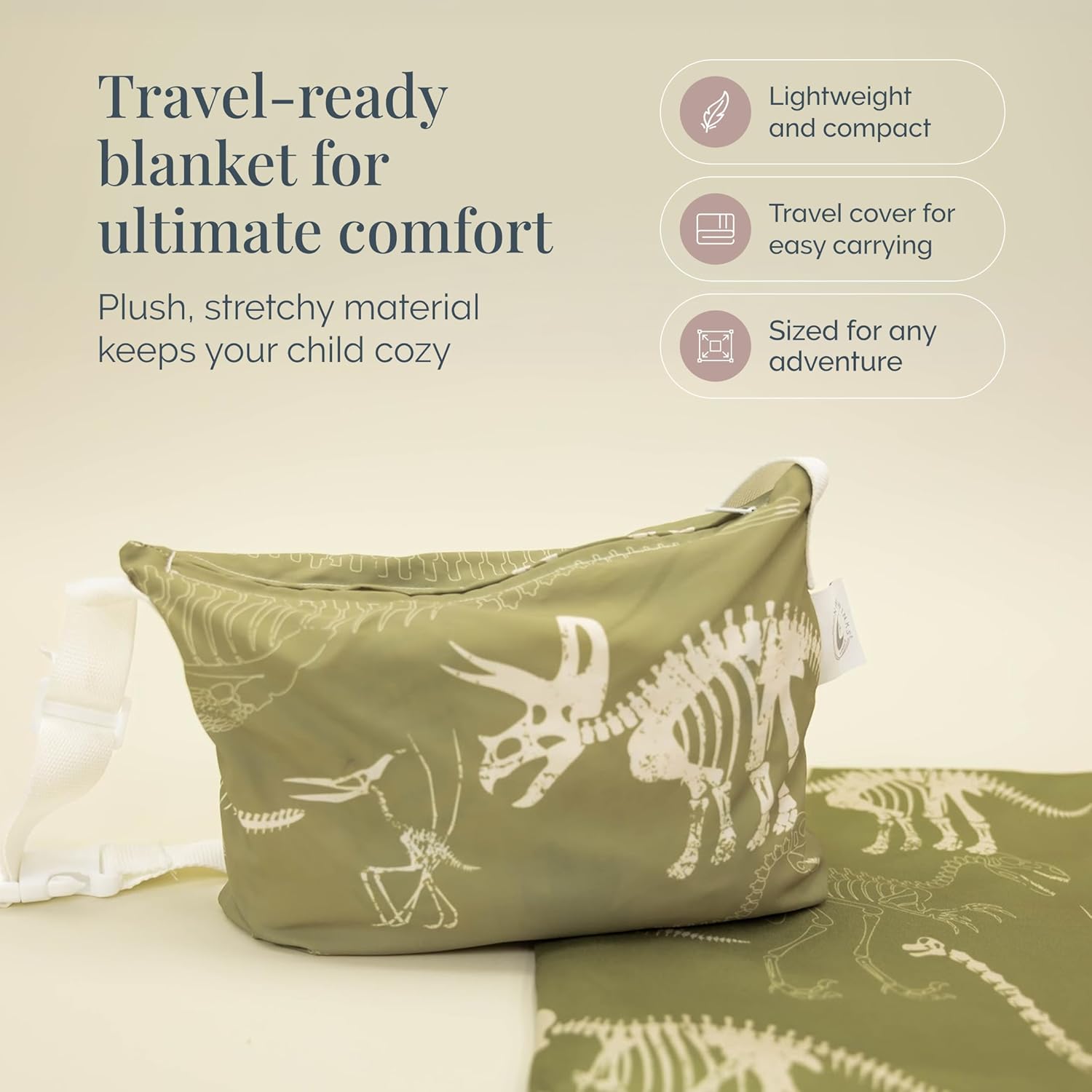 Beddy's Kids Travel Blanket for Airplane or Car, Packable with Portable Carrying Case Bag, Super Soft & Cozy Dual-Sided Lightweight Blanket, Perfect for Travelers, Road Trips and Camping