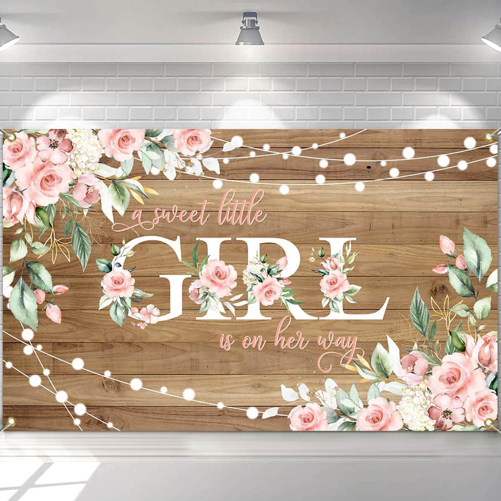 Avezano Girl Baby Shower Backdrop Banner Pink Floral Girl Baby Shower Banner Decorations 70.8 x 43.3 Inch
