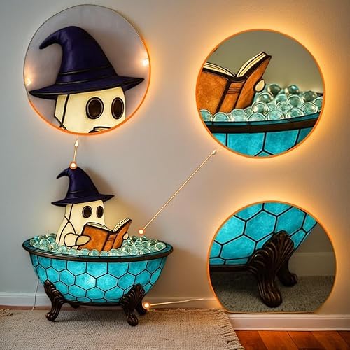 Miniatura 3 de Lámpara de baño de burbujas fantasma para fiesta de Halloween, luz nocturna fantasma de Halloween, bonita lámpara LED para decoración de baño,