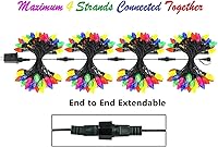 Vista 7 de KAQ 2 paquetes de 100 luces LED multicolor C9 para Navidad, impermeables para interiores y exteriores, tira de luces extensible de 98 pies