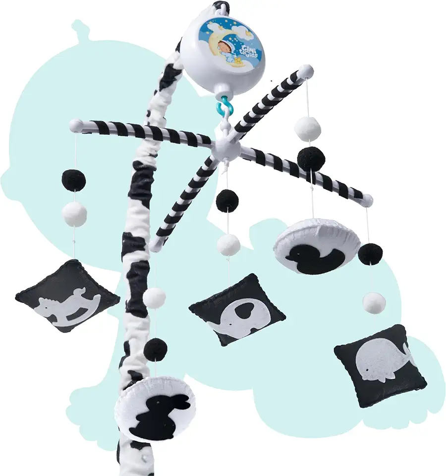 Montessori Mobile Baby for Crib (TINITIGIES) - Black and White Mobile Give Visual Stimulation to Engage Your Newborn - Baby Crib Mobile for Boys &amp; Girls - Baby Mobile for Crib