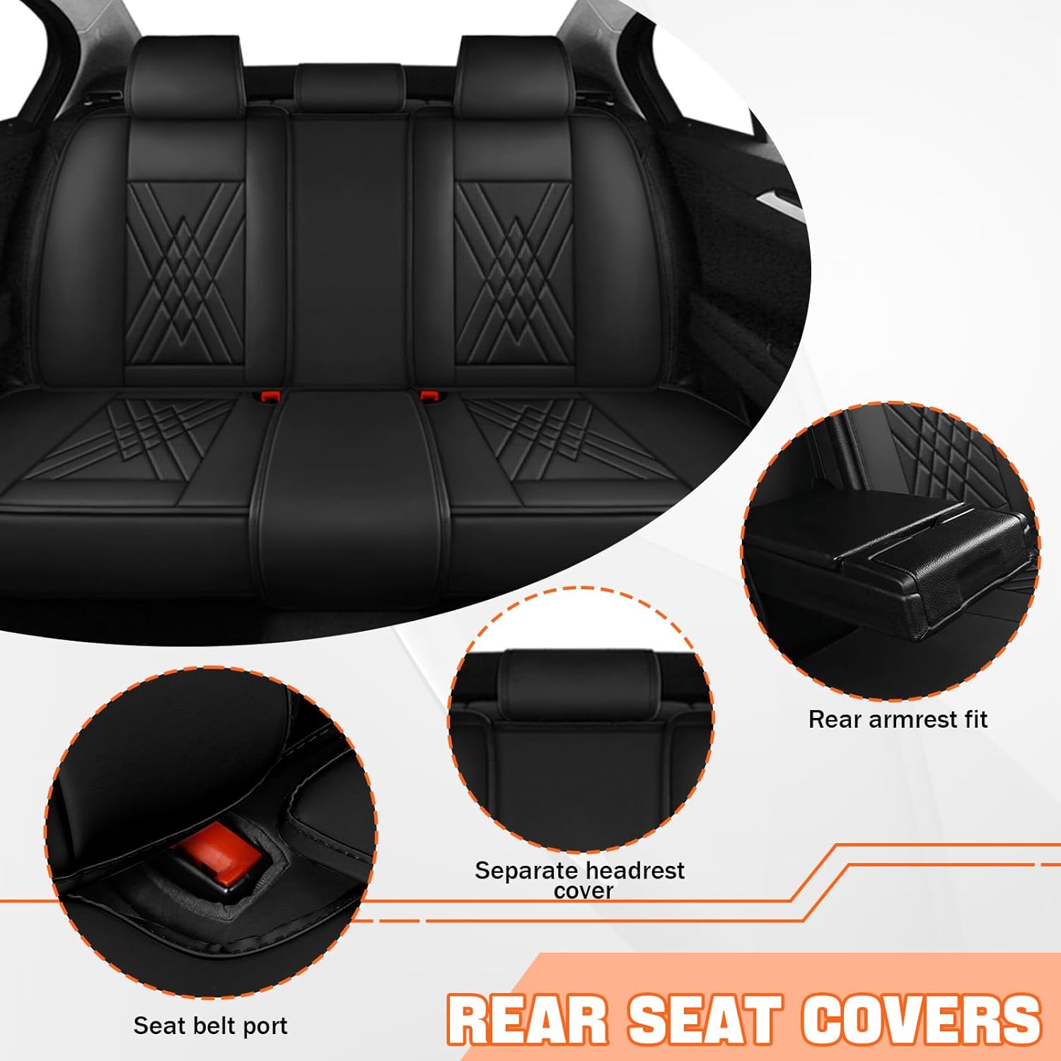 Car Seat Covers Compatible with Toyota Camry 2012-2026 Durable Waterproof Automotive Seat Covers Stretchable Fabric Material, Airbag Compatibility, Premium Nappa Leather(Black Red, Full Set)