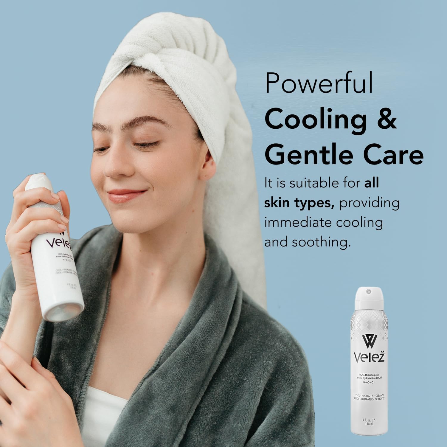Velež HOCL Hydrating Face Mist, Gentle Facial Spray, Versatile Fusion of Hypochlorous Acid + Pure Water, Refreshes, Soothes & Cleans The Skin, 4 Fl Oz