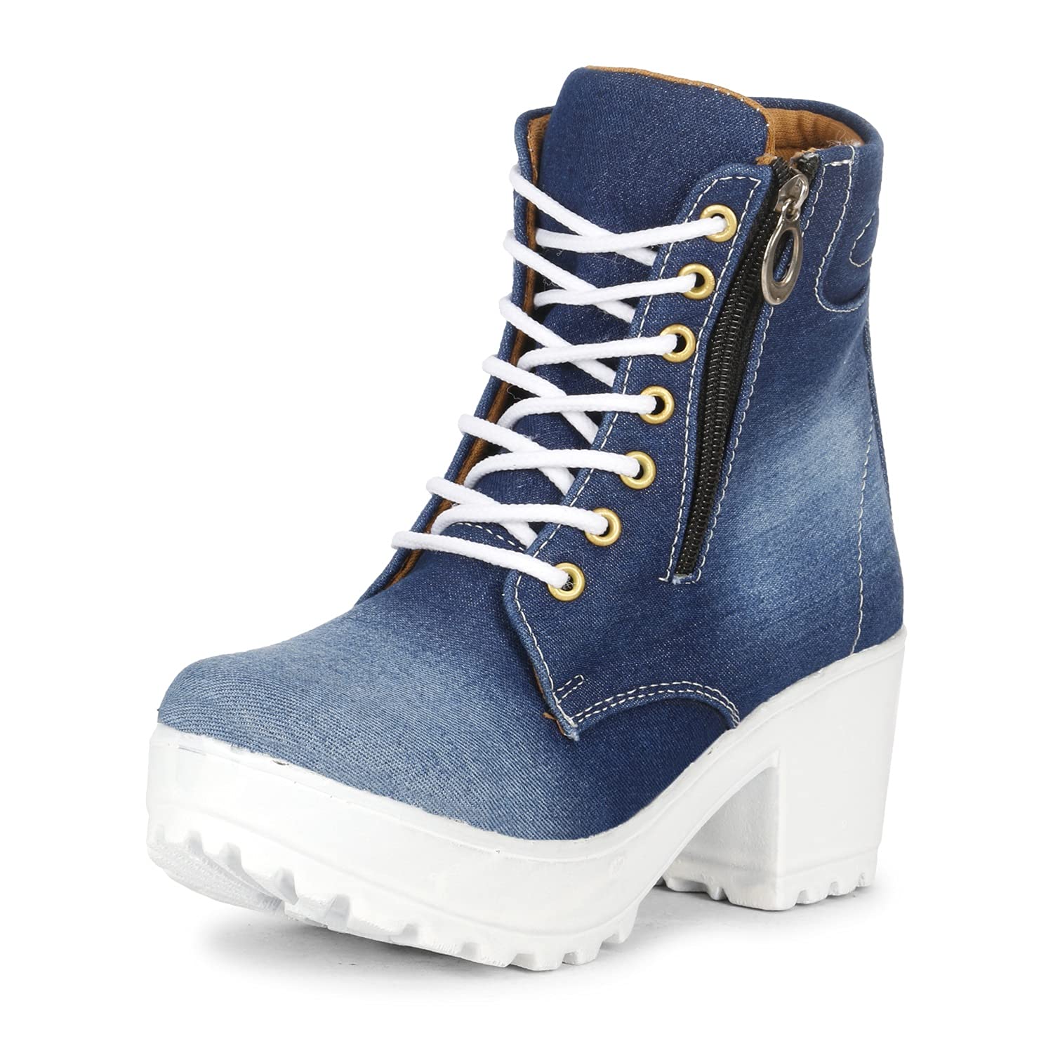KRAFTER Zipper High Ankle Denim Classic Boots for Women and Girls, Dark Blue, 6 UK (B08MVTXFWL) Amazon Price History, Amazon Price Tracker