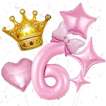 Pink 6th Birthday Decorations for Girl,6th Birthday Balloon Set