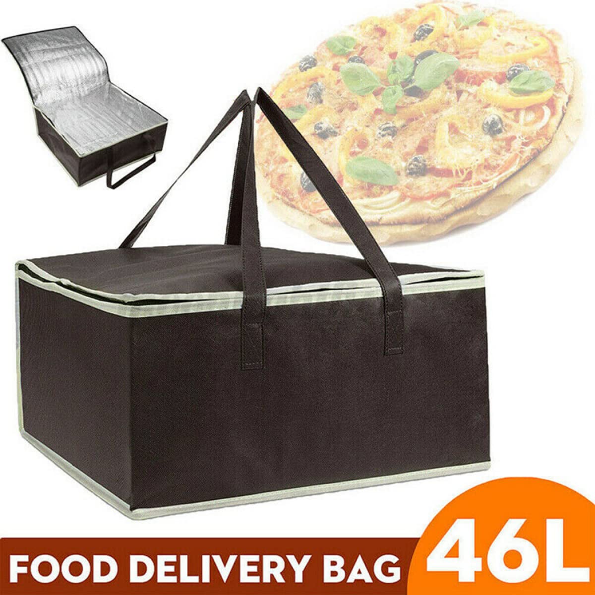Borsa Termica Per Pizza - Isolante E Impermeabile 44x44x25 Cm | Per Consegna Cibo E Campeggio
