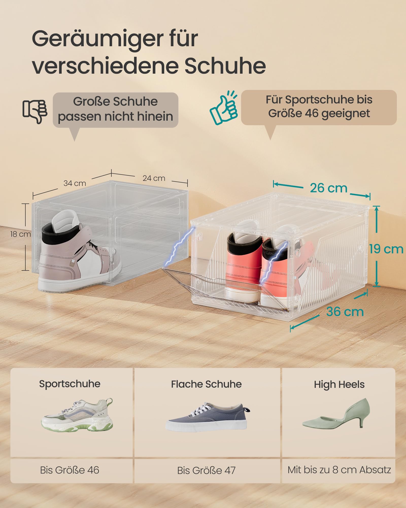 Songmics Schuhboxen 12er Set – Bild 5