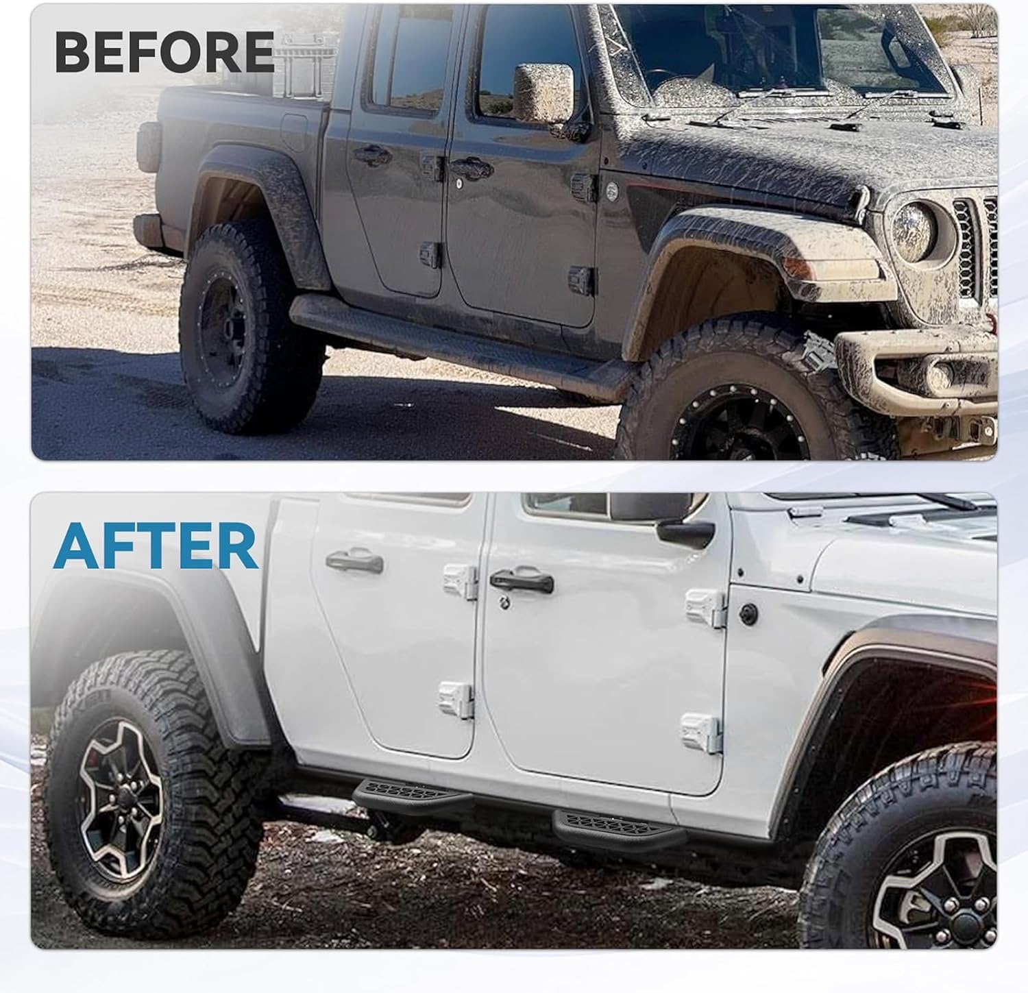 Side Steps Set of 4 Compatible with Jeep Gladiator JT 4 Doors 2019-2025, Heavy Duty Carbon Steel Running Boards Fit for Gladiator Front/Rear Door, 6.7" Anti-Slip Small Steps