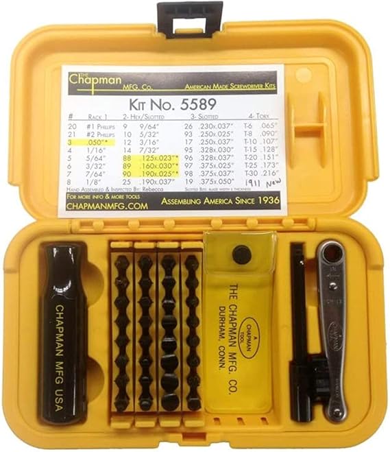Chapman MFG 5589 Ultimate Gunsmith Screwdriver Set Slotted, SAE Hex