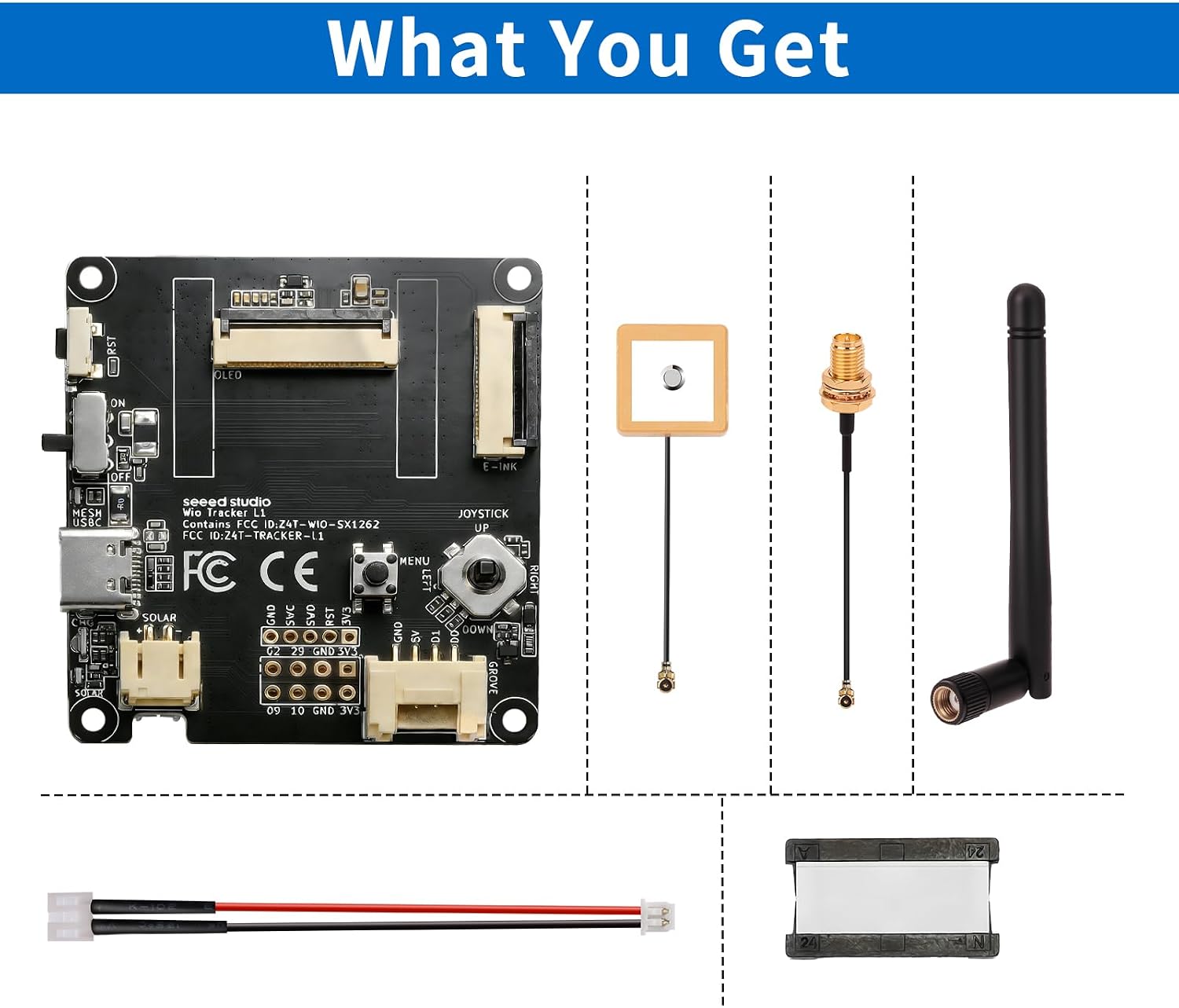 Wio Tracker L1 Lite Development Board, SX1262 nRF52840 Module for Ar duino Meshtastic LoRa, Blue Tooth 5.0 GPS GNSS, Support Battery Type-C and Solar Charge, Rich Interface (No Display)