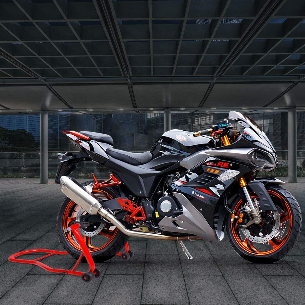 COSTWAY Cavalletto per Moto, Cavalletto Posteriore Moto Universale, Regolabile in Larghezza (rosso)