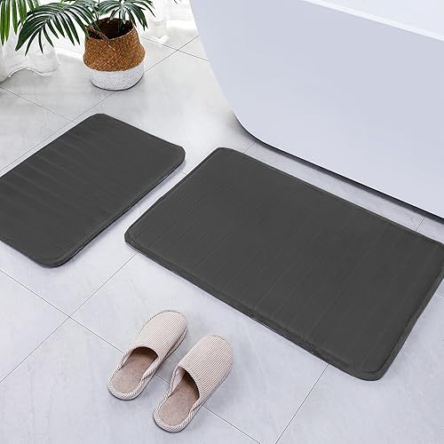 Miniatura 16 de SWEMSTAR Alfombras de baño gruesas de espuma viscoelástica, antideslizantes, de secado rápido, absorbentes, lavables, de microfibra para el suelo, 1