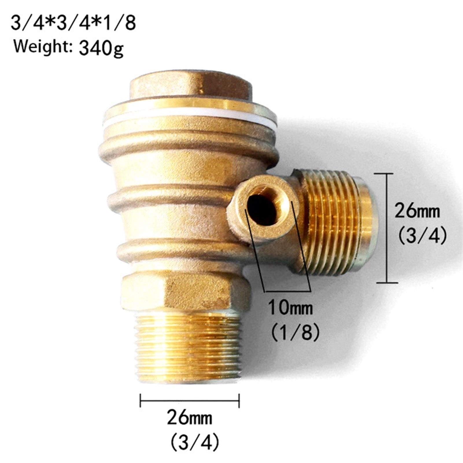 Valvole di ritegno 1 pezzo in rame puro con dissipatore calore Valvola ritorno verticale a 3 porte/Connettore valvola for compressore d'aria Elevata durezza(26x10x26mm)