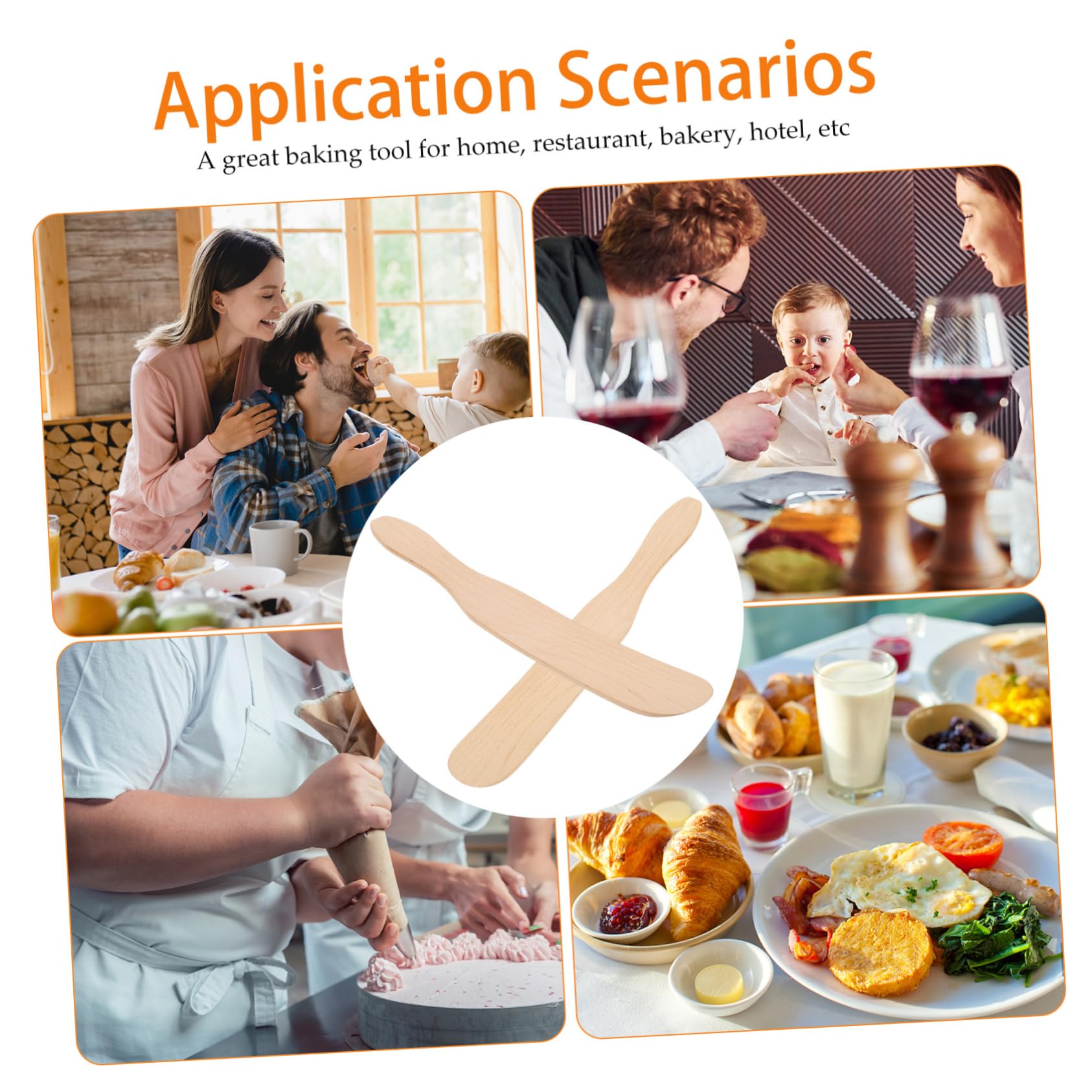 UTHCLO Ter Knife Spreader 2 Pack Wooden Spatulas Multi-use Spreader for Butter Cheese Jam Easy to Clean for Home