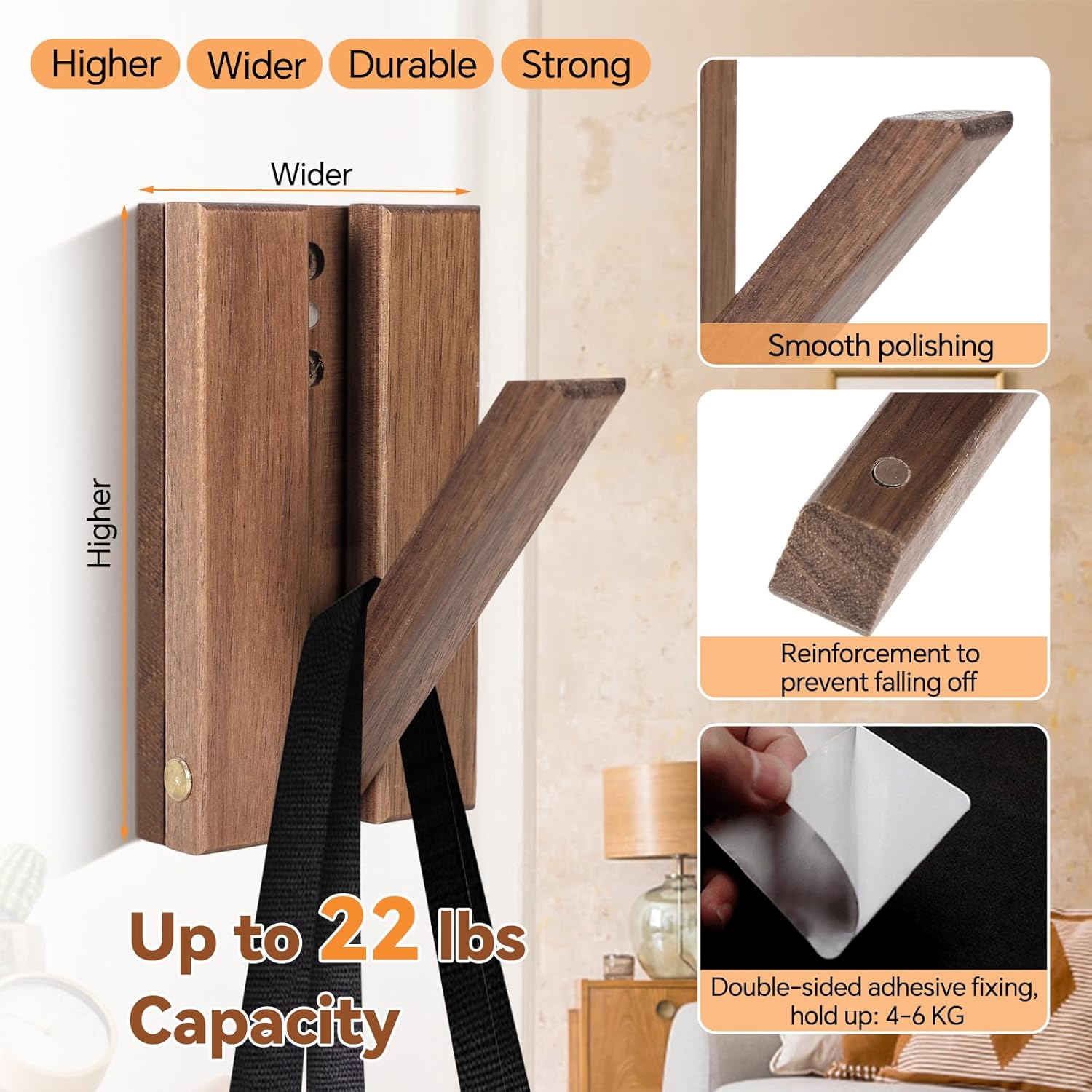 4 Pack Foldable Wall Hooks Rustic Wooden Wall Hooks Hangers Mounted Single Organizer Hook Rack Folding Wood Coat Rack for Heavy Duty Hanging Hats Bags Towels Bags