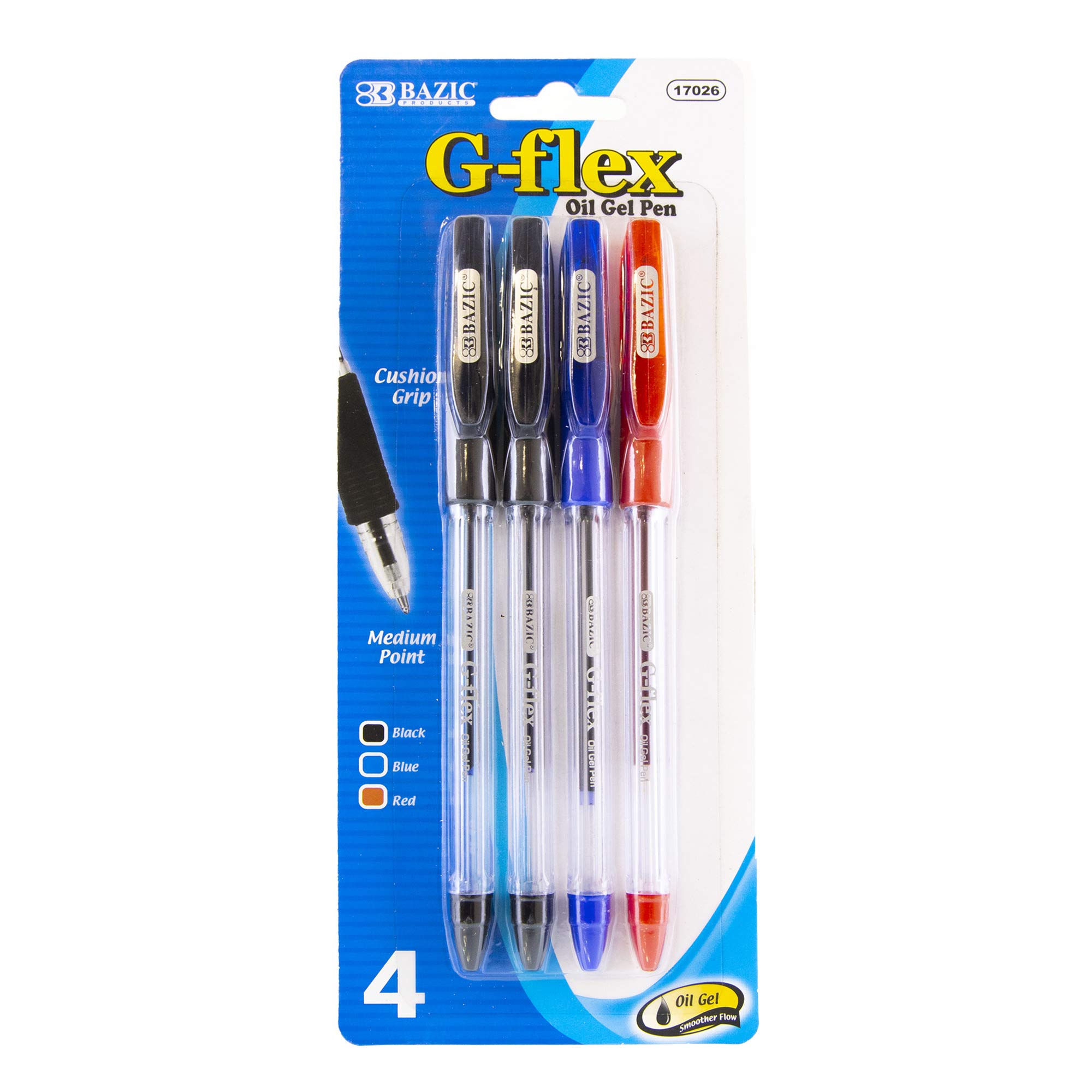 G-Flex Oil-Gel Ink Pen with Cushion Grip (Set of 4) Color: Assorted, Quantity: Case of 144