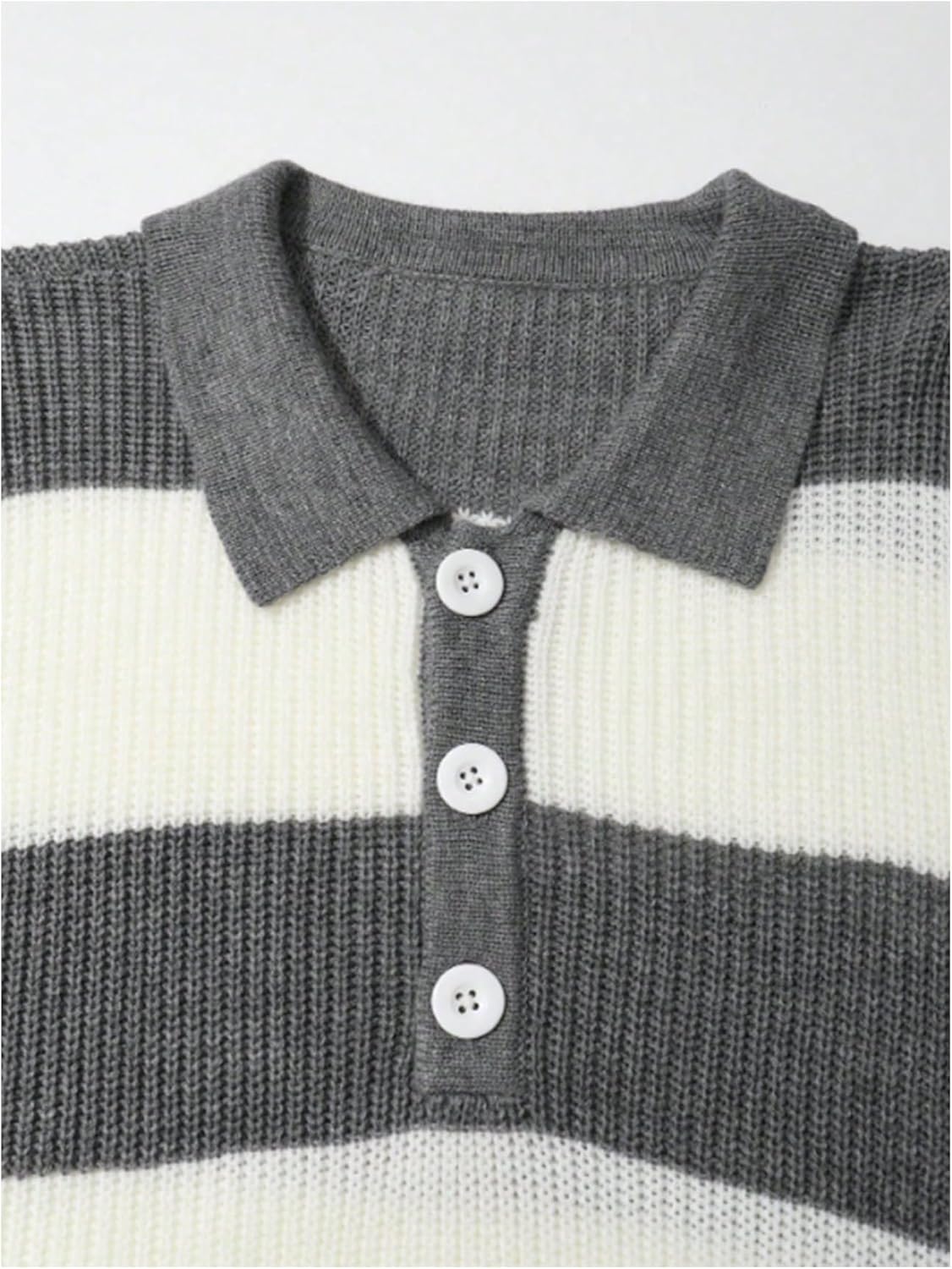 RoseSeek Men's Collared Striped Sweaters Button Down Pullover Sweaters Fall Jumpers