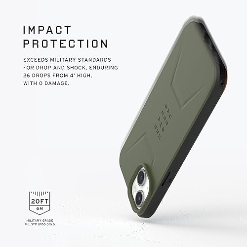 Miniatura 3 de URBAN ARMOR GEAR UAG - Funda compatible con iPhone 15 Plus de 6.7 pulgadas, color verde oliva civil con imán integrado compatible con carga MagSafe,