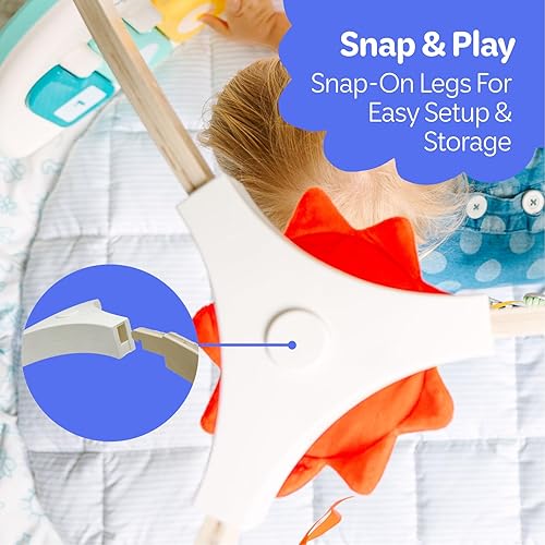 Miniatura 7 de Move2Play Gimnasio de juego para bebés, tapete de actividad suave con juguetes sensoriales, música, espejo y soporte para el tiempo boca abajo,