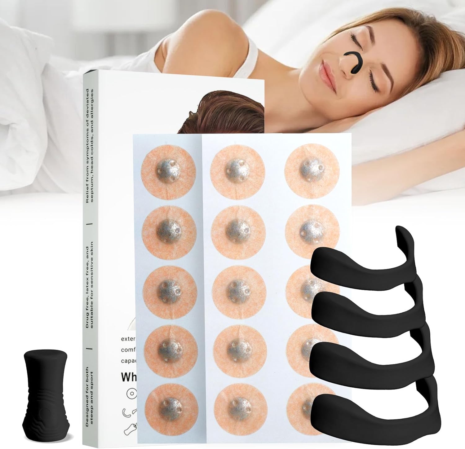 VHMV Breathing Comfort Kit (30 Count, Black) – Enhanced Support for Quiet Sleep & Better Oxygen Flow – Skin-Friendly, Sweat-Resistant Nasal Aid Strips