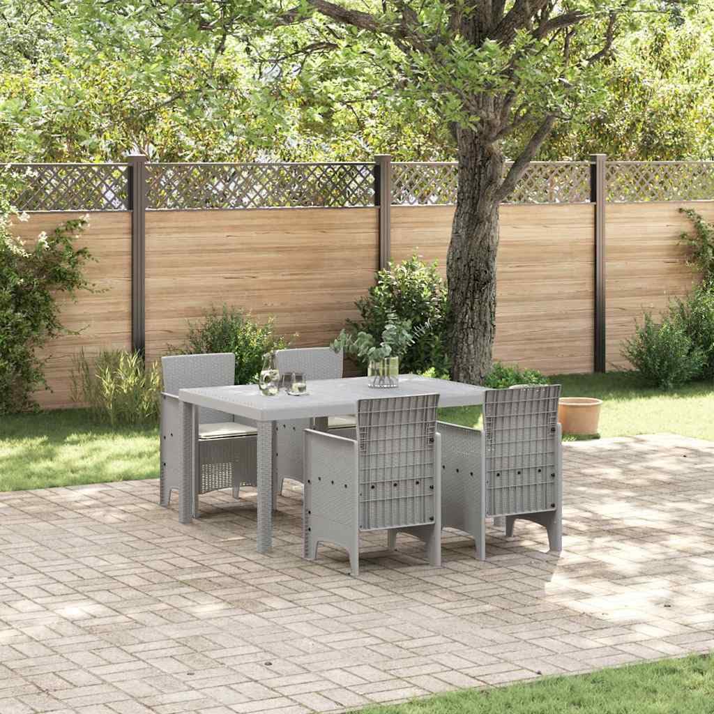 Juego de comedor de jardín de 5 piezas, color gris claro, con 4 sillas y mesa, muebles de terraza resistentes a la intemperie para balcón y jardín, para acogedoras comidas Al-Fresco