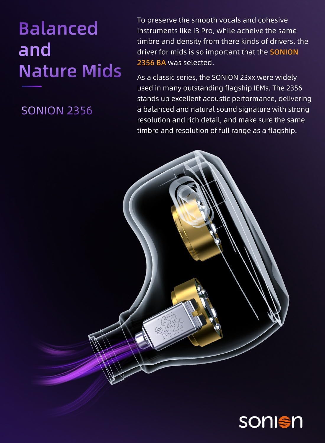 YINYOO TRI I3 MK3 in Ear Monitor with 3rd Gen 10mm Planar + 1DD 10mm Beryllium Diaphragm + 1BA SONION 2356 Hybrid Drivers, CNC Aluminum Alloy Housing, 2 Pins 4.4mm Plug, PU Leather IEM Case (Purple)