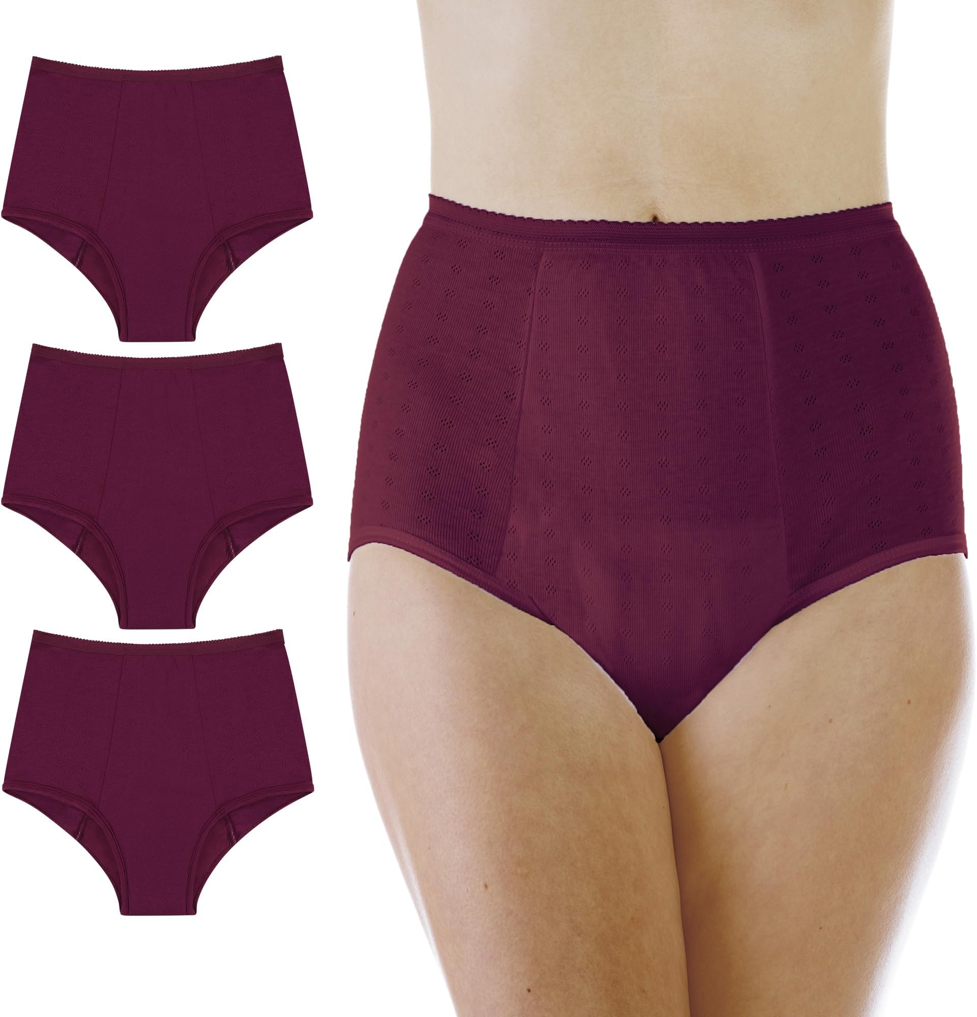 Wearever Women's Maximum Absorbency Incontinence Panties for Bladder Control - Washable, Reusable, Leak Proof Underwear for Women 600 ml - (Pack of 3) (Plum) (1X) (Fits Hip: 43-44)