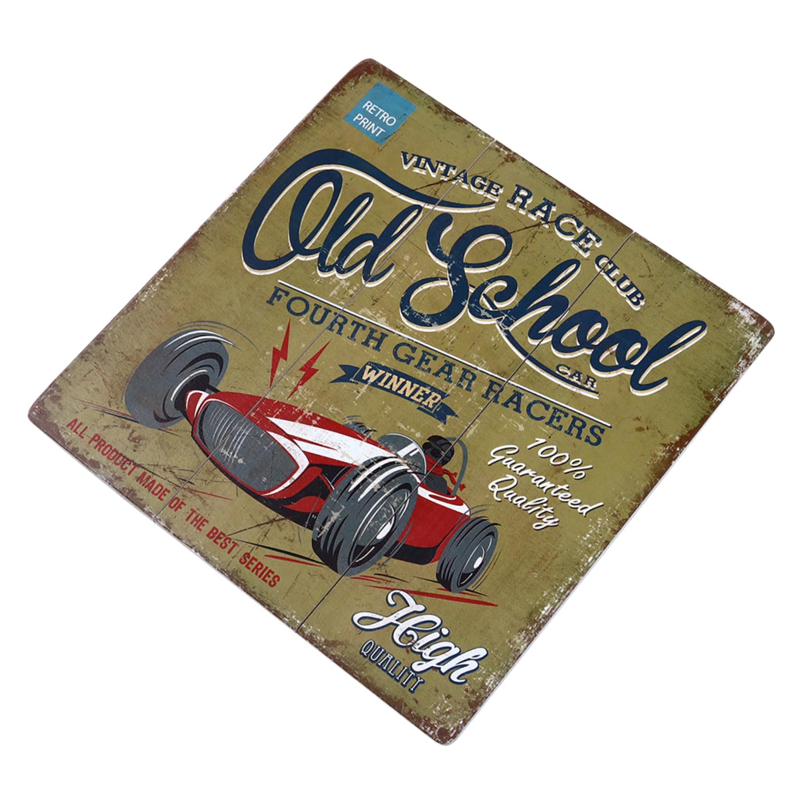 Décor vintage pour garage avec peinture rétro et affiche course