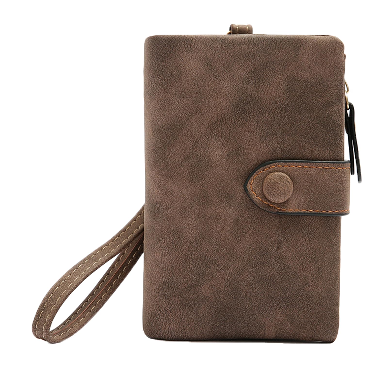 SUVERCH Womens Small Leather Wallet, RFID Bifold Ladies Wristlet with Card Slots id Window Zipper Coin Purse