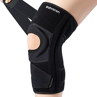 Galvaran Knee Brace for Meniscus TearAdjustable Knee Support for Maximum Knee Pain,Side Stabilizers for Injury or Surgery Recovery - Men Black-Right X-Large
