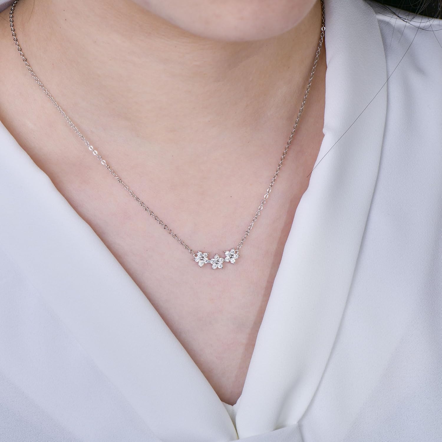 3-Star Moissanite Pendant Necklace, 0.45cttw D Color VVS1 Lab Created Imitation Diamond 14K Gold Plated Star Pendant for Women Wife Birthday Jewelry Gifts - Image 2