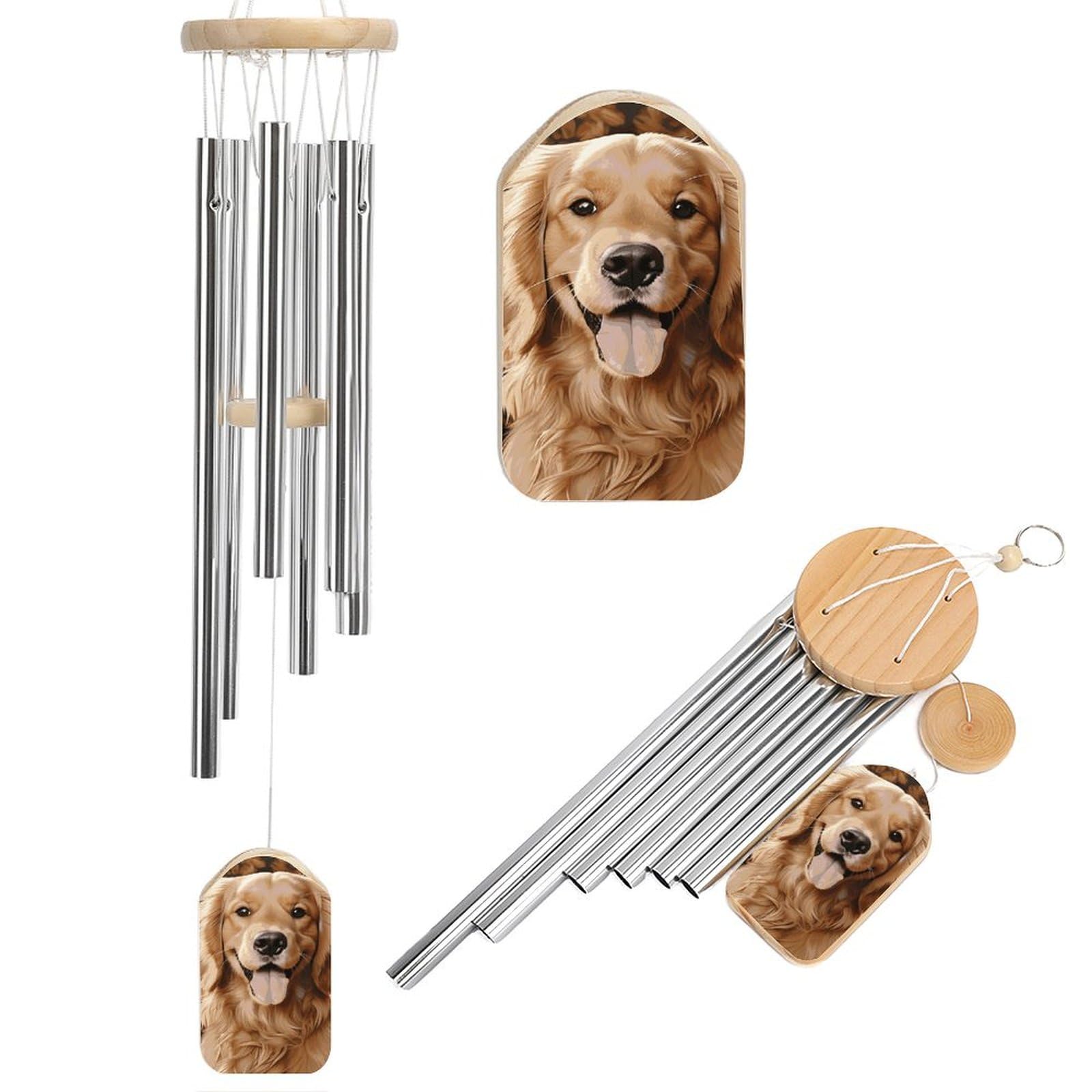 Carillon à vent Golden Retriever, mélodie apaisante pour votre maison