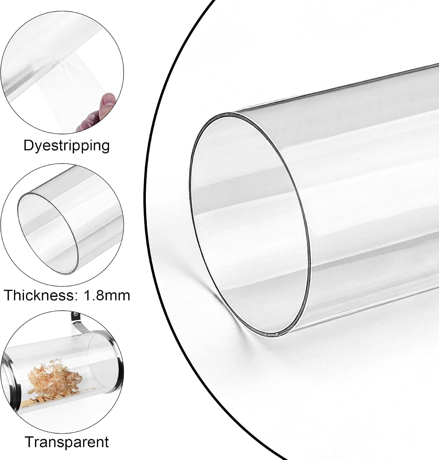 4 Pack 4 inch Clear PVC Pipes,Rigid Round Ducting Compatible with Dust Collection Connectors,for Woodworking, Gardening,and Dust Extraction Systems