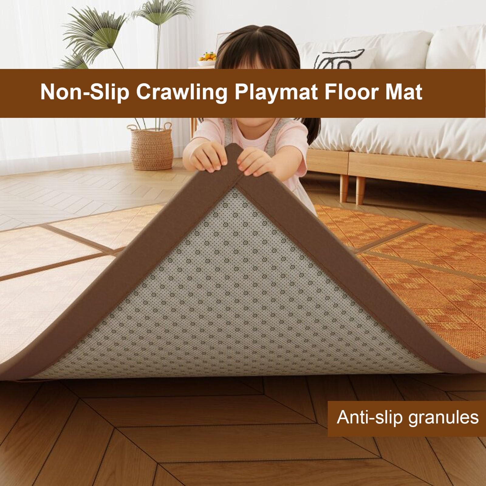 Tatami Salón Suelo Japonesa Alfombras Colchón Plegable Tapete de Juegos(Brown,300x200cm)