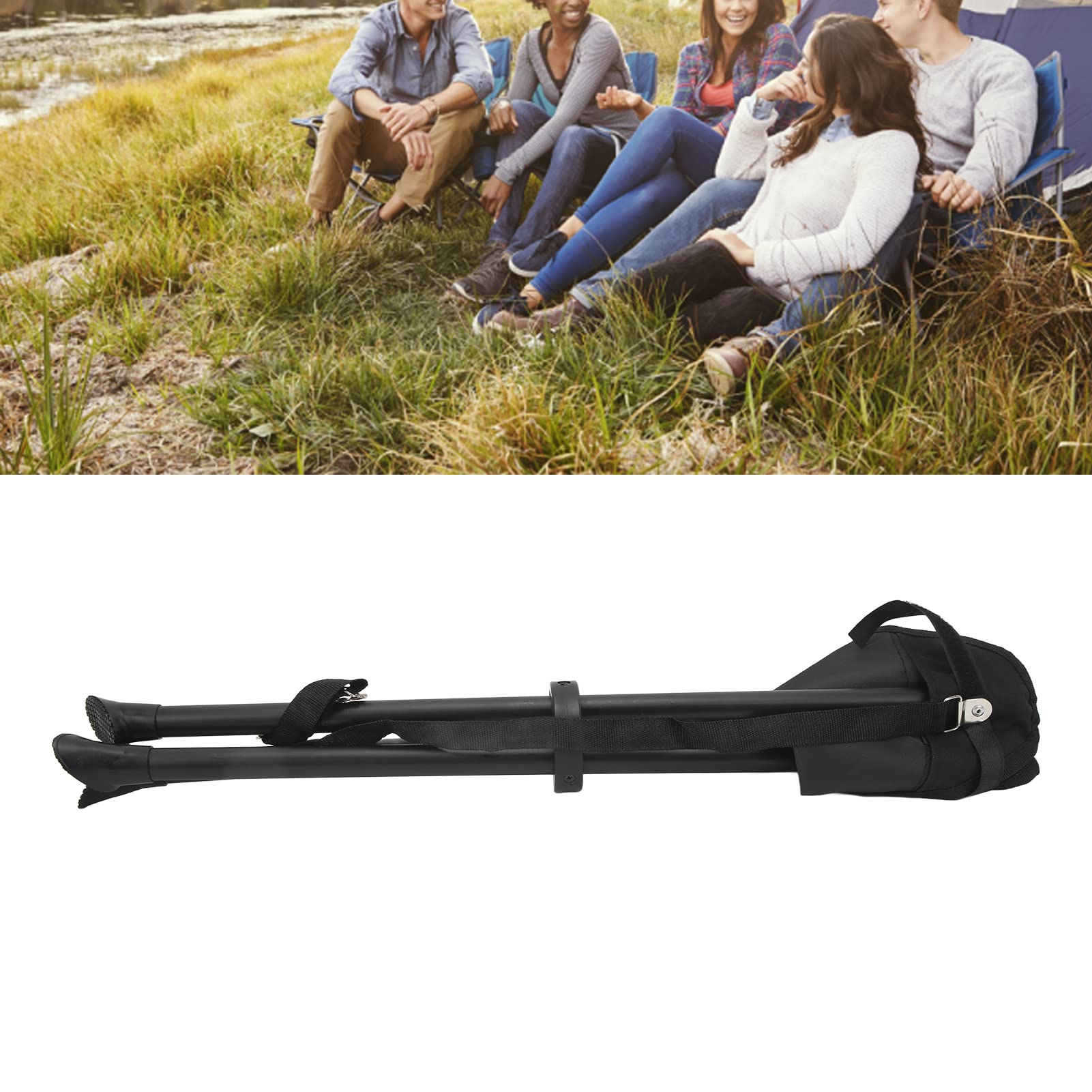 Klappbarer Tr-Hocker, 200 Kg Tragend, rutschfest, Gute Stabilität, Tragbarer Faltbarer Stuhl für Outdoor-Angeln, Cam-Picknicks, Schwarz (Black)