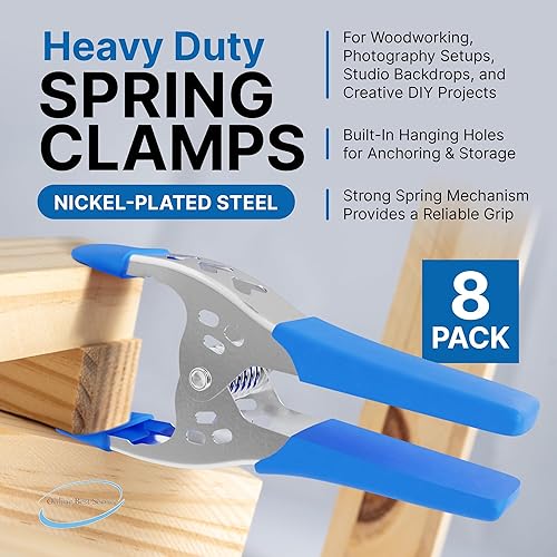 Miniatura 4 de Lote de 8-6" pulgadas Abrazadera de resorte grande súper resistente de metal azul - 2.5 pulgadas apertura de mandíbula