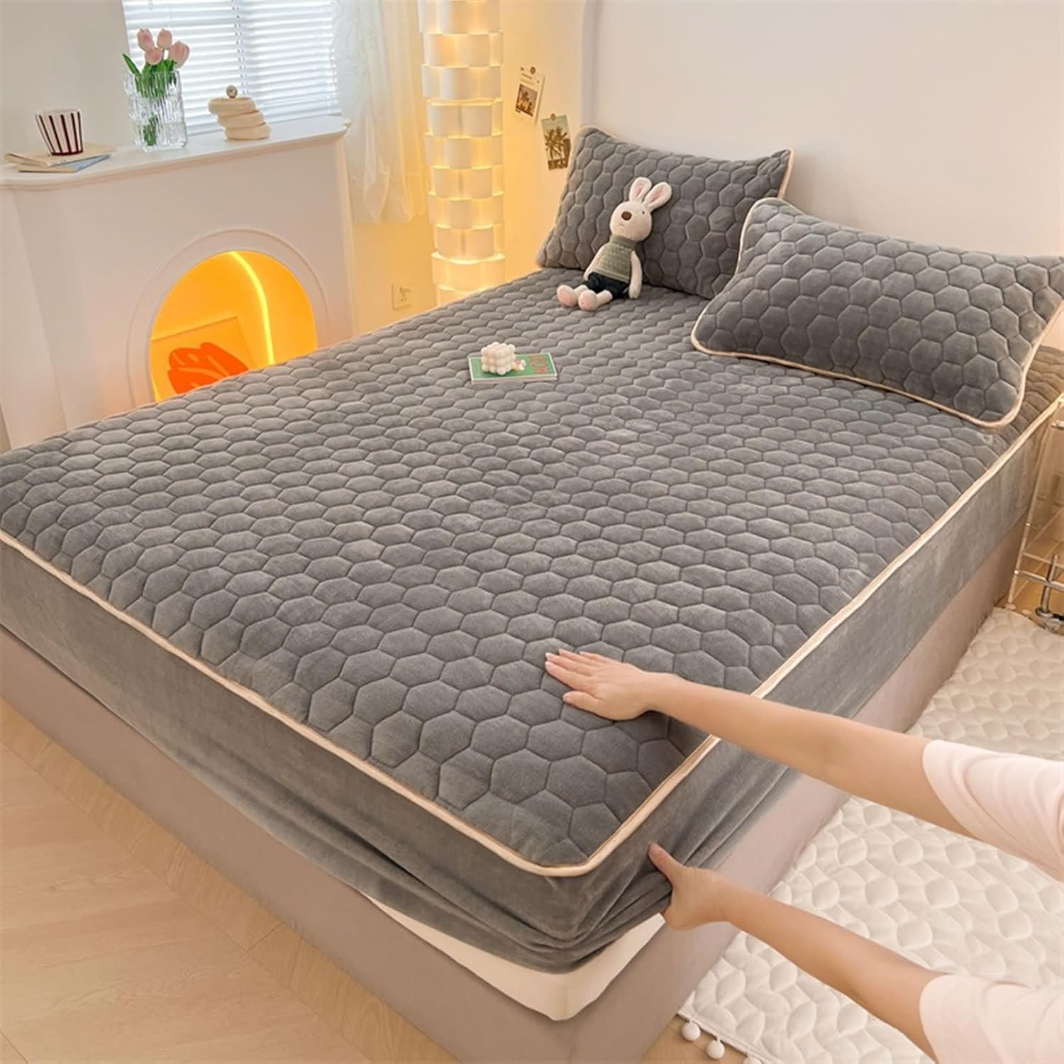 Beydodo Deep Pocket Fitted Bed Sheet, Bed Fitted Sheet 90x200cm Solid Navy Blue, Milk Velvet Farbic Fitted Sheets for Dorm