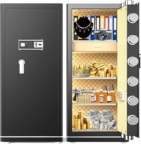 MLJ Caja de seguridad inteligente extra grande con Wifi de 17.5 pies cúbicos, caja de seguridad digital resistente con cajón integrado y estantes
