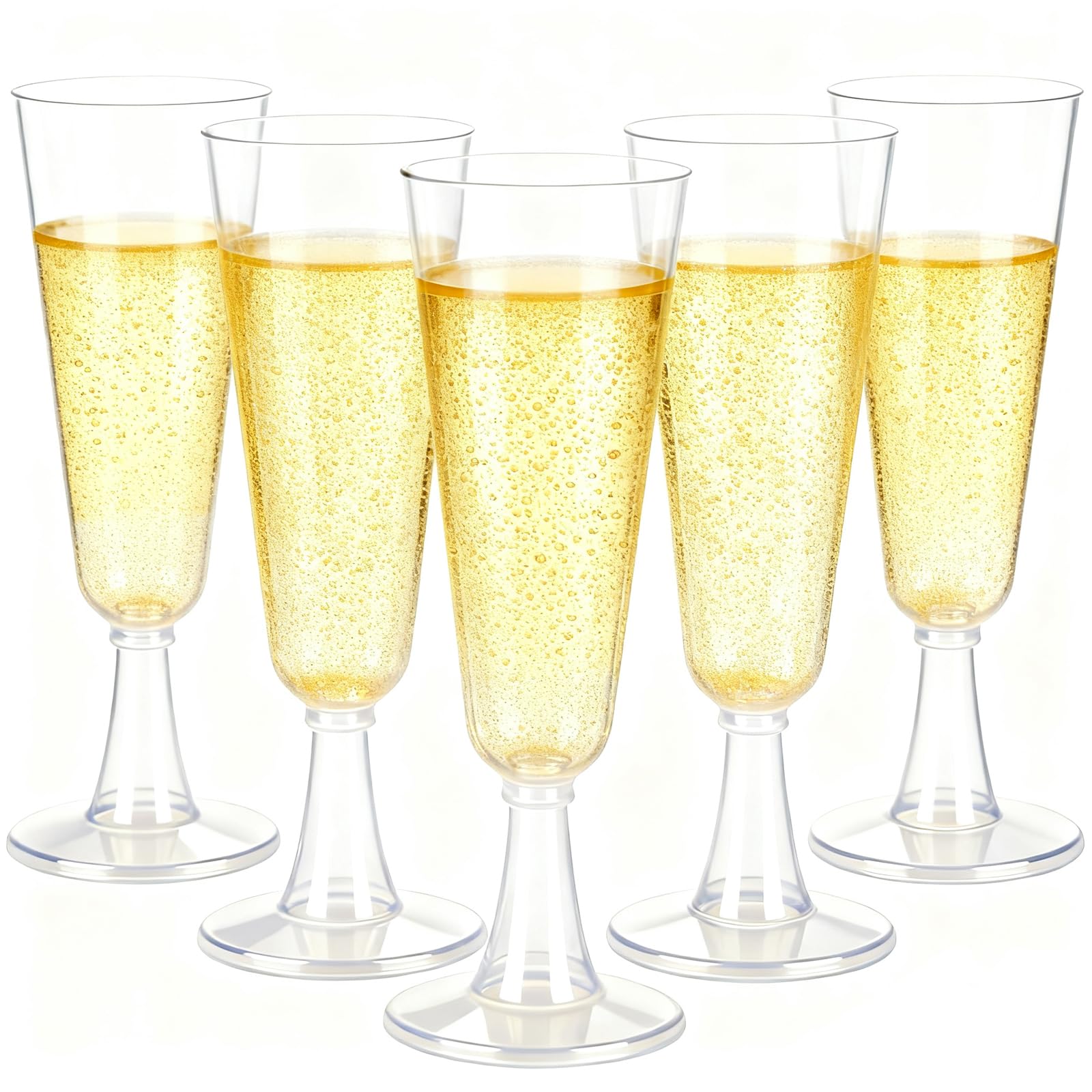 AKOLAFE 100 Stück Sektgläser Plastik 160ml Sektgläser Kunststoff Mehrweg Sektglaser Transparent BPA-frei Sektglas Stapelbare Champagnergläser für Hochzeiten, Geburtstage, Party