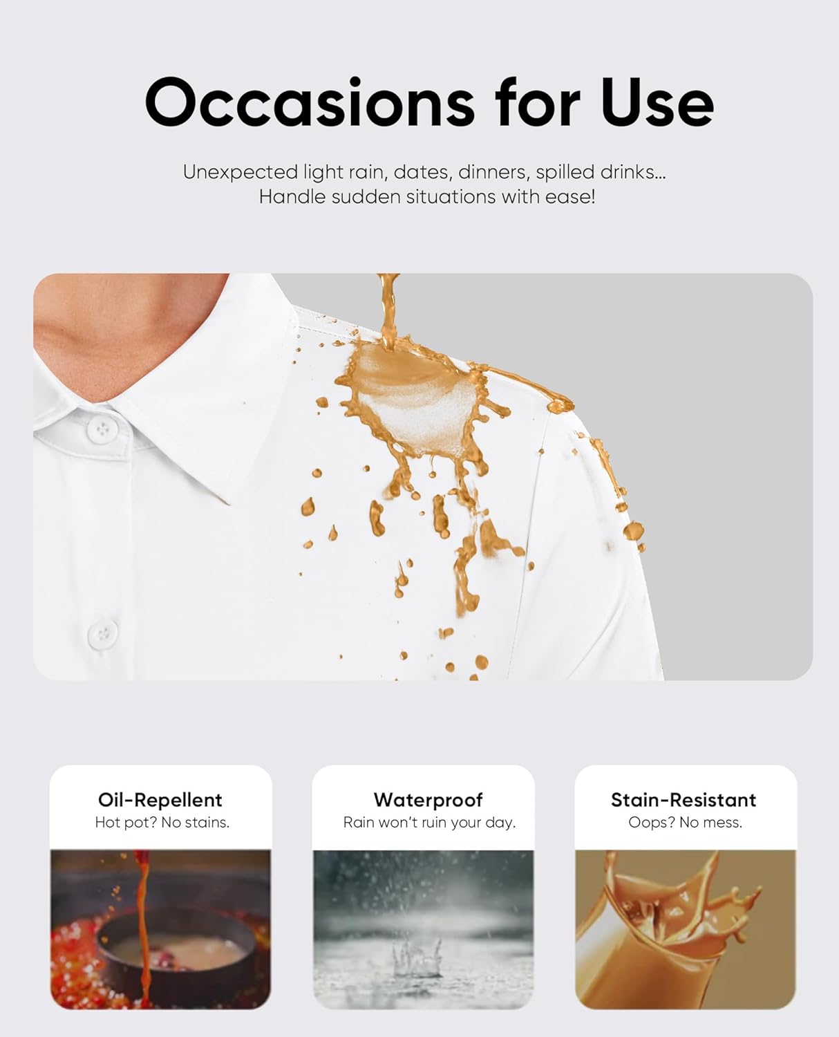 siliteelon Button Down Shirts for Women Stain Shield Long Sleeve Dress Shirts Wrinkle-Free Collared Work Office Blouses - Image 2